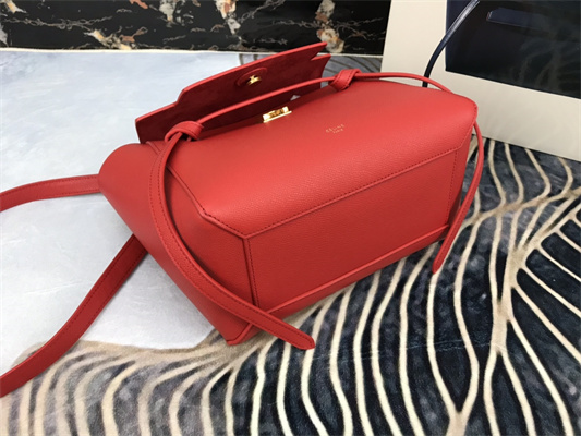 Celine Micro Belt Bag In Red Grained Calfskin