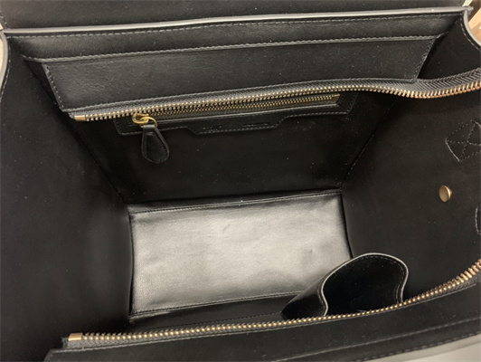Celine Micro Luggage Bag In Black Smooth Calfskin Gold Tone Metal
