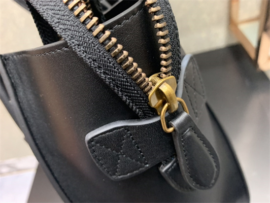 Celine Micro Luggage Bag In Black Smooth Calfskin Gold Tone Metal