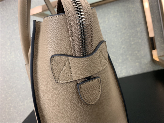 Celine Micro Luggage Bag In Dune Drummed Calfskin Silver Tone Metal