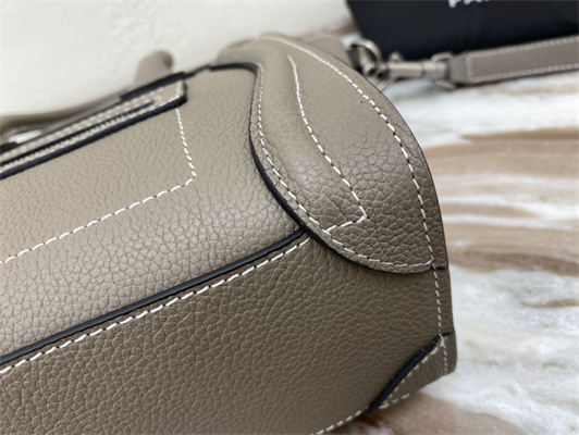 Celine Nano Luggage Bag In Souris Drummed Calfskin Silver Tone Metal