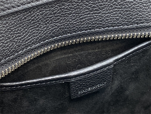 Celine Nano Luggage Bag In Black Drummed Calfskin Silver Tone Metal