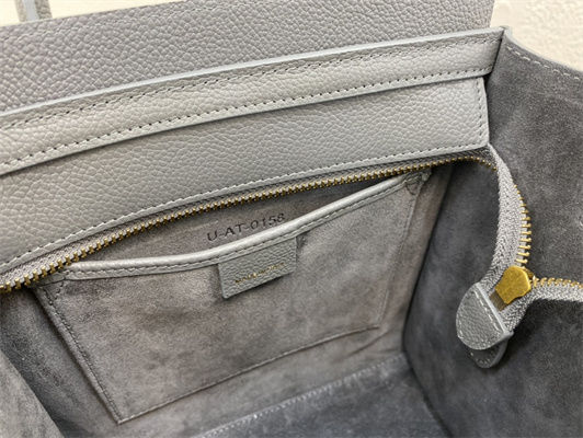 Celine Nano Luggage Bag In Kohl Drummed Calfskin Gold Tone Metal