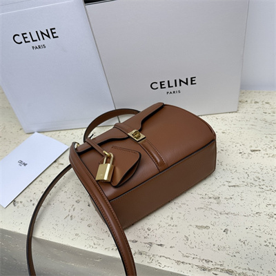 Celine Mini 16 Bag In Satined Calfskin Tan
