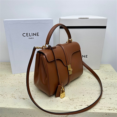 Celine Small 16 Bag In Satined Calfskin Tan
