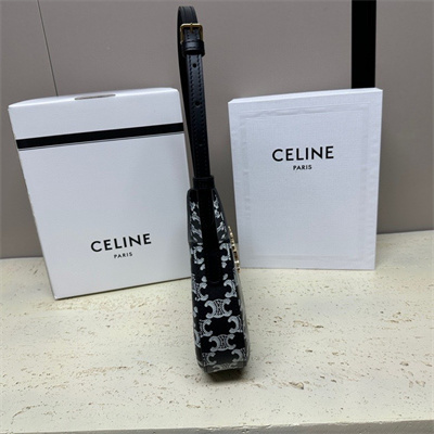 Celine Medium TILLY Bag In Triomphe Canvas and Calfskin Black and White