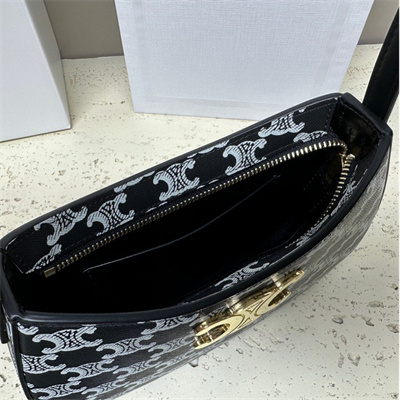 Celine Medium TILLY Bag In Triomphe Canvas and Calfskin Black and White