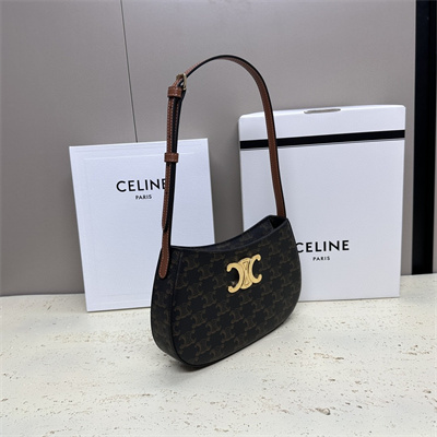 Celine Medium TILLY Bag In Triomphe Canvas and Calfskin Tan