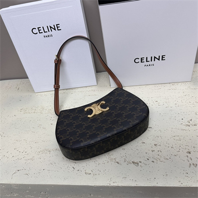 Celine Medium TILLY Bag In Triomphe Canvas and Calfskin Tan