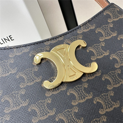 Celine Medium TILLY Bag In Triomphe Canvas and Calfskin Tan