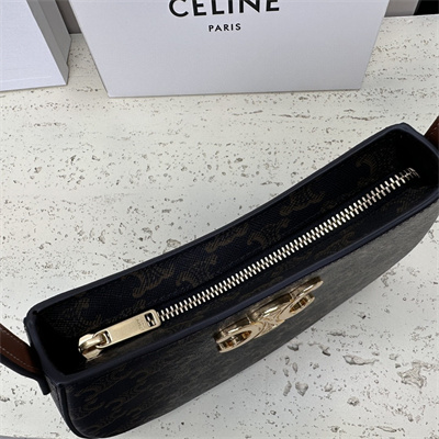 Celine Medium TILLY Bag In Triomphe Canvas and Calfskin Tan