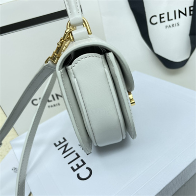 Celine Mini Besace Clea In Shiny Calfskin White