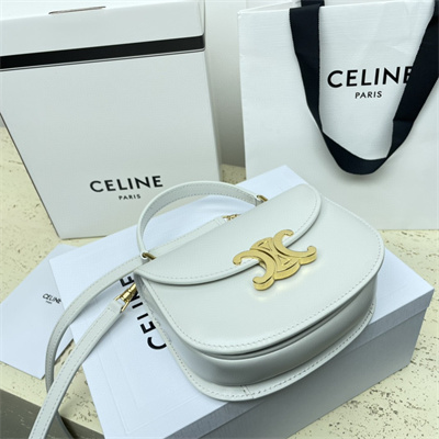 Celine Mini Besace Clea In Shiny Calfskin White