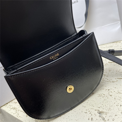 Celine Mini Besace Clea In Shiny Calfskin Black