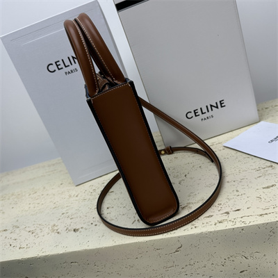 Celine Mini Vertical Cabas In Denim With  Celine All Over Print Navy/Tan