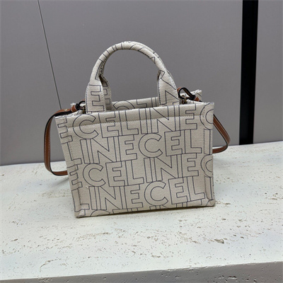 Celine Small Cabas Thais In Textile With Celine Print And Calfskin