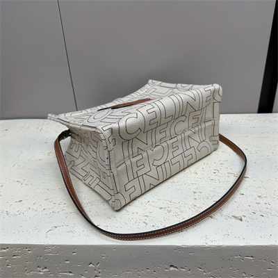 Celine Small Cabas Thais In Textile With Celine Print And Calfskin