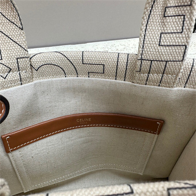 Celine Small Cabas Thais In Textile With Celine Print And Calfskin