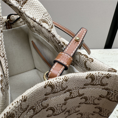 Celine Small Cabas Thais In Textile With Triomphe Canvas Print And Calfskin