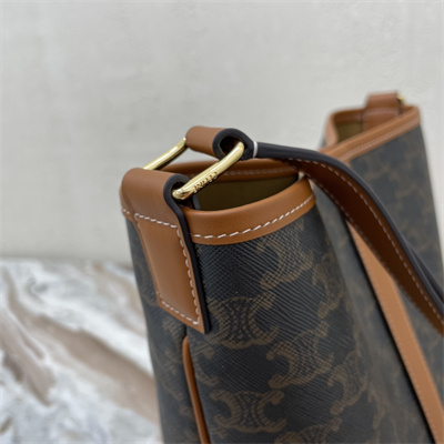 Celine SMALL Bucket In Triomphe Canvas And Calfskin Tan