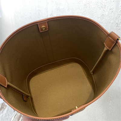 Celine Medium Bucket In Triomphe Canvas And Calfskin White