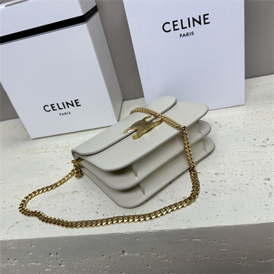 Celine Medium College Bag In Shiny Calfskin Light Stone
