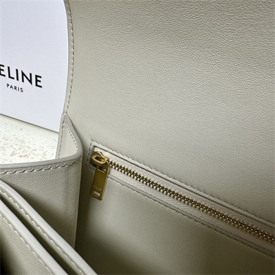 Celine Medium College Bag In Shiny Calfskin Light Stone