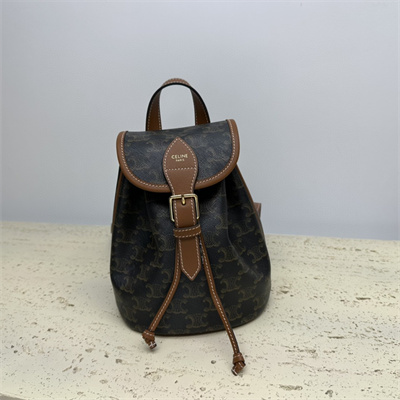 Celine Mini Backpack Folco In Triomphe Canvas and Calfskin Tan