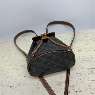 Celine Mini Backpack Folco In Triomphe Canvas and Calfskin Tan