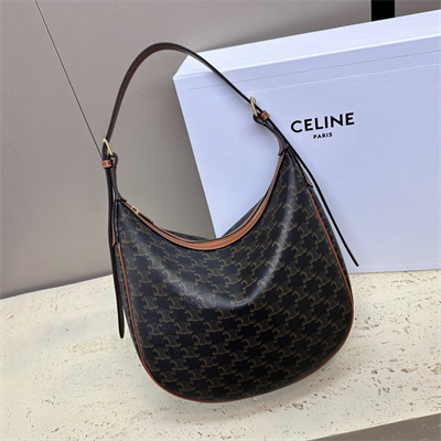 Celine Medium Heloise  Bag Cuir Triomphe In Triomphe Canvas and Calfskin Tan