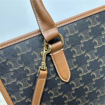 Celine Mini Horizontal Cabas In Triomphe Canvas and Calfskin Tan