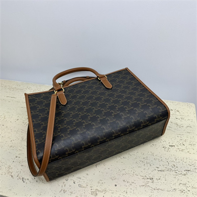 Celine Mini Horizontal Cabas In Triomphe Canvas and Calfskin Tan