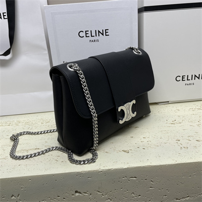 Celine Medium VICTOIRE Bag In Supple Calfskin Black/Silver