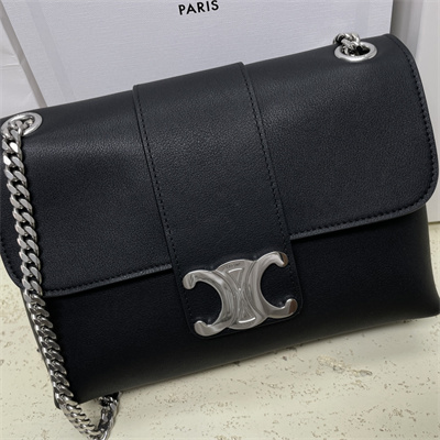 Celine Medium VICTOIRE Bag In Supple Calfskin Black/Silver