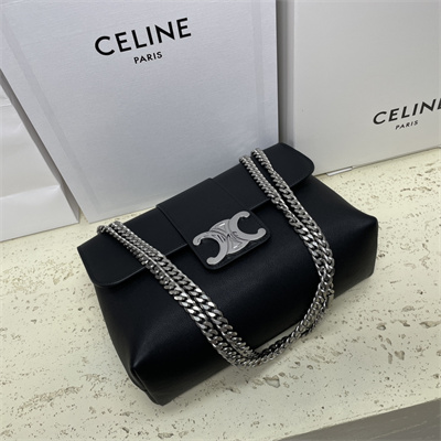 Celine Medium VICTOIRE Bag In Supple Calfskin Black/Silver