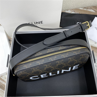 Celine Medium Messenger Bag In Triomphe Canvas With Celine Print