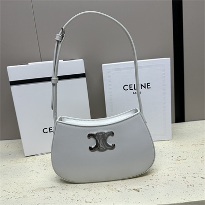 Celine Medium TILLY Bag In Shiny Calfskin White