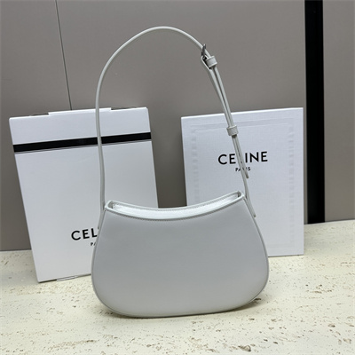Celine Medium TILLY Bag In Shiny Calfskin White