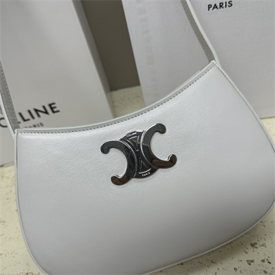 Celine Medium TILLY Bag In Shiny Calfskin White