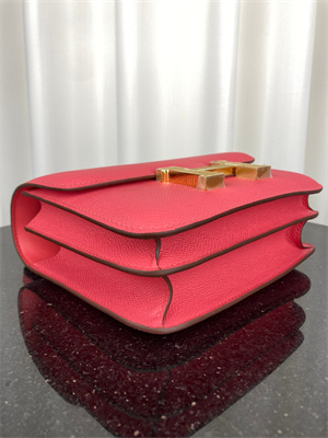 Constance Bag Epsom Leather 18CM Gold/Silver Tone Metal In Rose Lipsur Color  HS