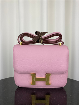 Constance Bag Epsom Leather 18CM Gold/Silver Tone Metal In Mauve Sylvestre Color HS