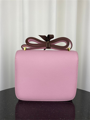 Constance Bag Epsom Leather 18CM Gold/Silver Tone Metal In Mauve Sylvestre Color HS