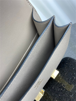 Constance Bag Epsom Leather 18CM Gold/Silver Tone Metal In Gris Asphalte Color HS