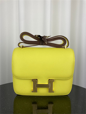 Constance Bag Epsom Leather 18CM Gold/Silver Tone Metal In Lime Color HS