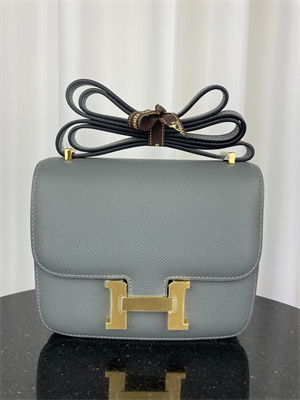 Constance Bag Epsom Leather 18CM Gold/Silver Tone Metal In Vert Amande Color HS