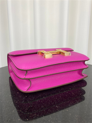 Constance Bag Epsom Leather 18CM Gold/Silver Tone Metal In Magnolia Color HS