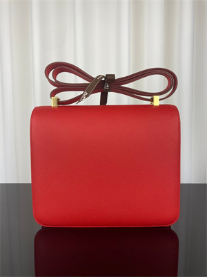 Constance Bag Epsom Leather 24CM Gold/Silver Tone Metal In Red Color HS