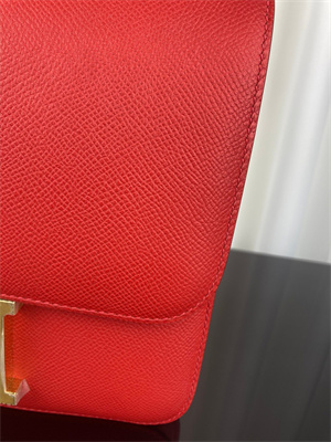 Constance Bag Epsom Leather 24CM Gold/Silver Tone Metal In Red Color HS