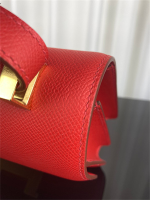 Constance Bag Epsom Leather 24CM Gold/Silver Tone Metal In Red Color HS