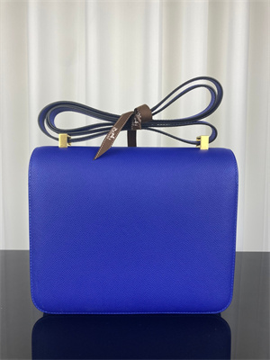 Constance Bag Epsom Leather 24CM Gold/Silver Tone Metal In Blue Electric Color HS